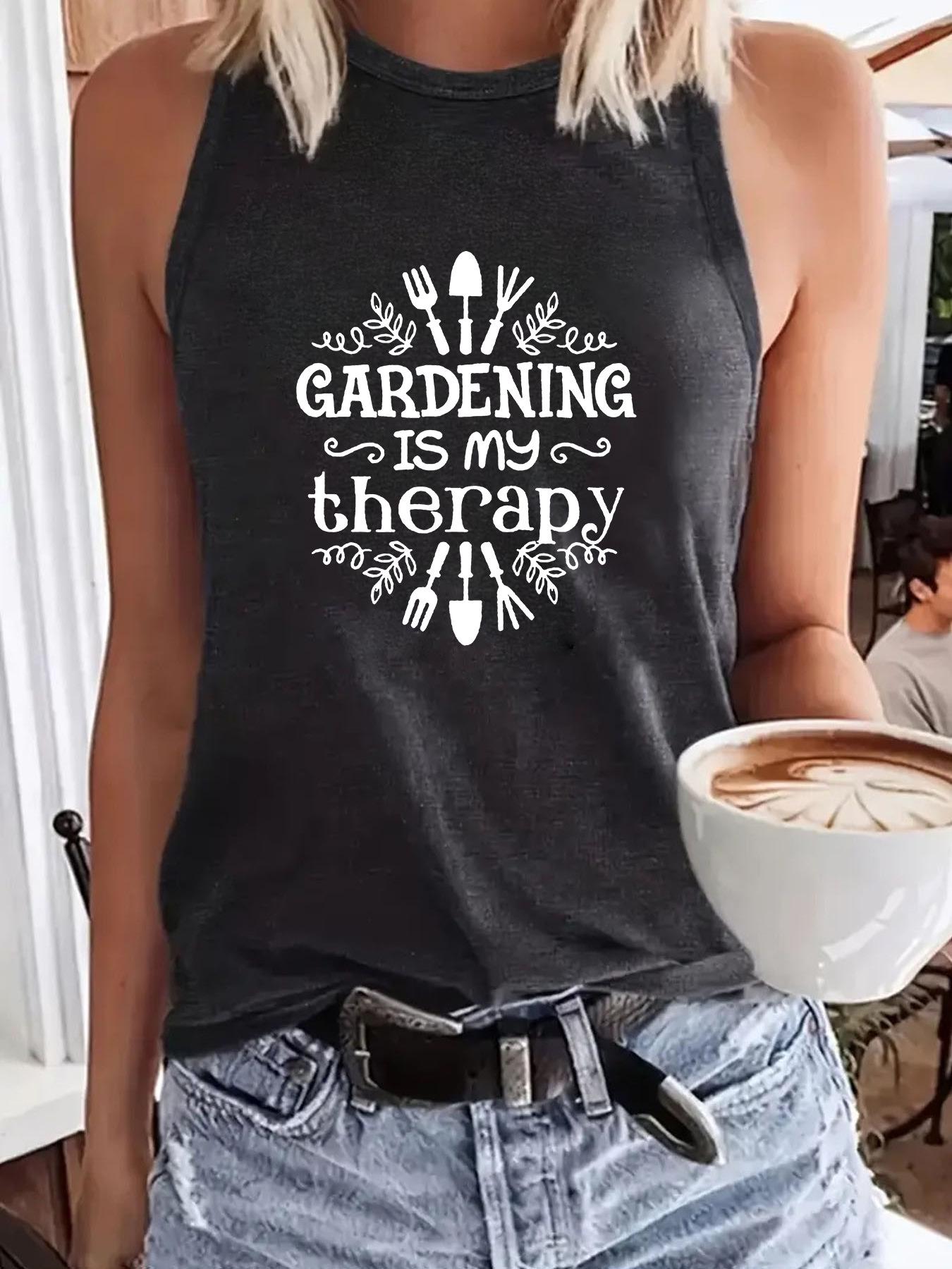 

Модный тренд Свободная женская летняя майка с принтом посуды L темно-серого