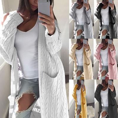 Dámská móda Ležérní Kapesní pletený svetr s dlouhým rukávem Cardigan Coats