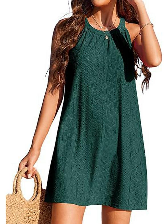 Ärmelloses Häkel-Badeanzug-Strandkleid für Damen