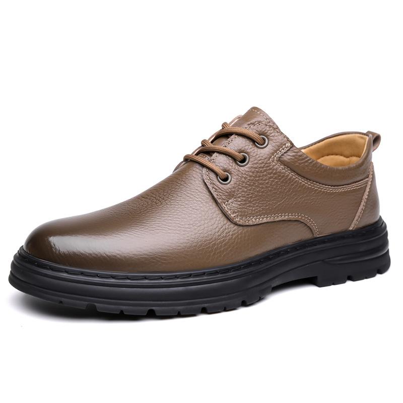 Autumn Winter Keep Warm Cotton Shoes for Business Designer Lace Leather Shoes Male Solid Color Fashion Casual Shoes Man