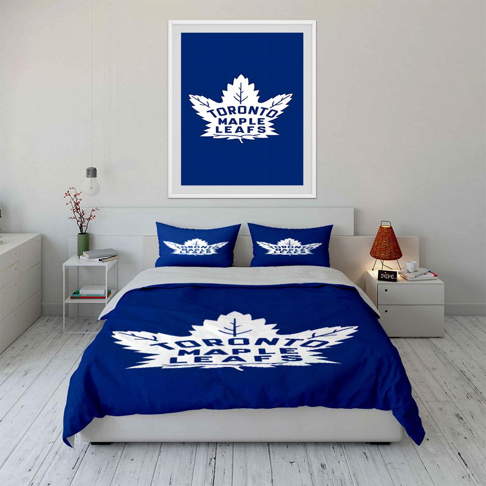 Toronto Maple Leafs Logo Bedding Design Print Bedding Set Duvet Cover Pillowcases (1* Duvet Cover 2* Pillowcases Do Not Include Comforter)