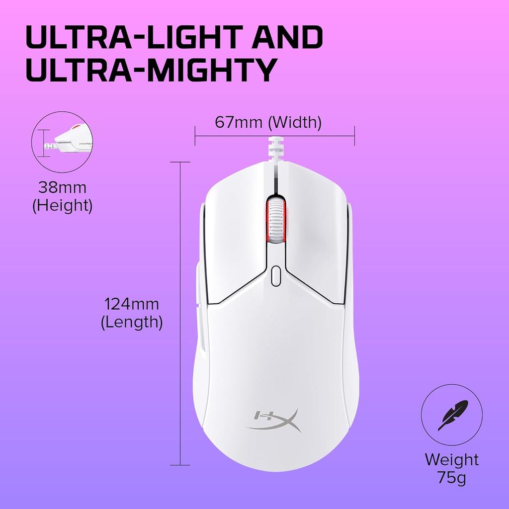 HYPERX Pulsefire Haste 2 – Wired Gaming Mouse- Ultra Lightweight, 53g, 8000Hz Polling Rate, Precision Sensor, Hyperflex 2 Cable, Plug and Play