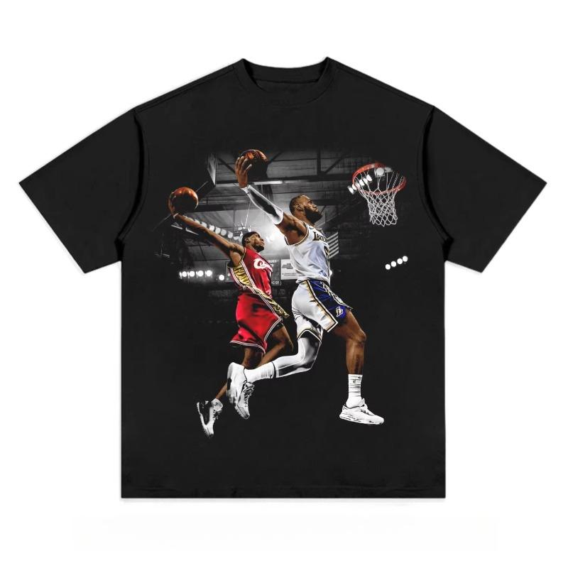 American Vintage James Dunk Top T-Shirt Summer Men's Cotton T-Shirt Men's and Women's Short Sleeve Y2K Casual Sports Comfort Top