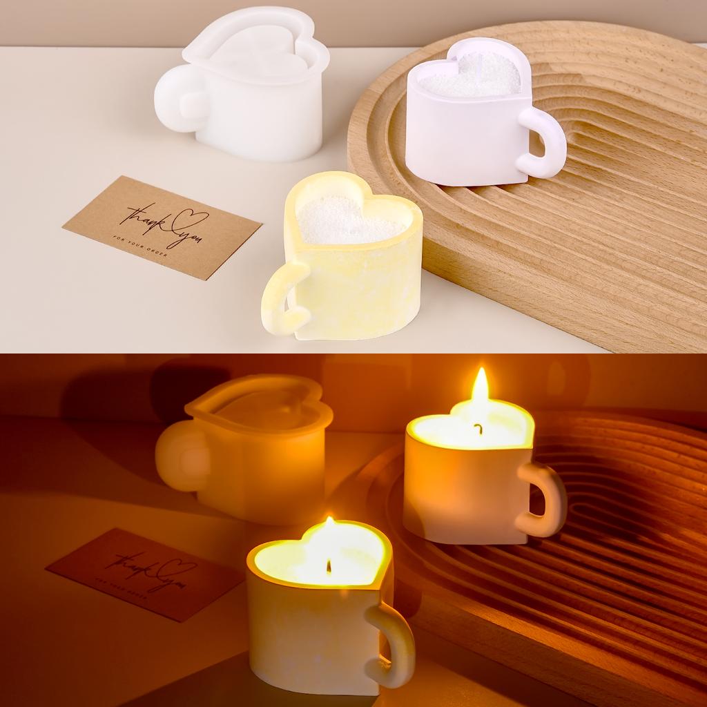 Liebe Teetasse Silikonform DIY Handgemacht Gips Zement Kaffeetasse Untertasse Keramik Epoxidharz Form 3D Kerzenbecher Form Heimdekoration