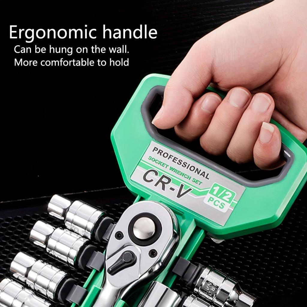1/4 inch Multifunctional Mechanical Tool Kit and Sockets Set Portable Household Repair Tool Kit Ratchet Socket Wrench Set