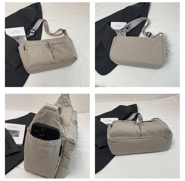Bolsa Transversal Unissex de Nylon Impermeável com Múltiplos Bolsos e Grande Capacidade