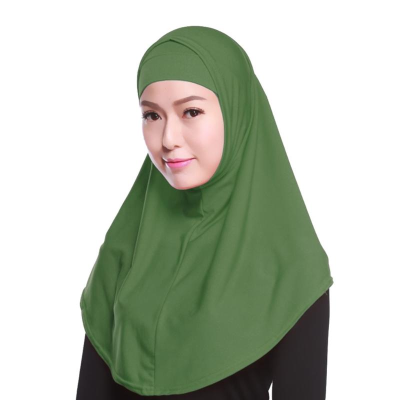 

Женский хиджаб-шарф из 2 частей, однотонный мусульманский хлопковый головной платок, исламский чехол для шеи, подплаток для ношения на голове, шапочка, аксессуар One Size армия зеленый