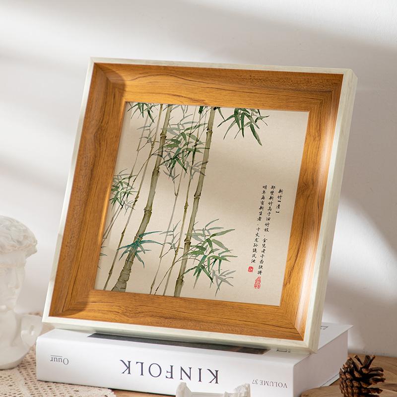Vintage Square Chinese Style Photo & Calligraphy Frame: Creative Retro Tabletop or Wall Decoration