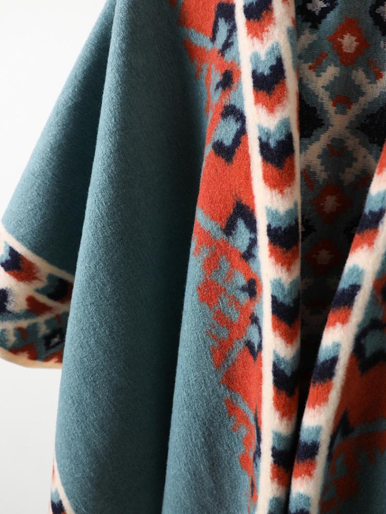 Winter Women Scarf Layers Poncho Elegant Lady Retro Boho Print Tassel Wraps Shawl Warm Scarve Capa Para Mujer Pashmina Cloak New