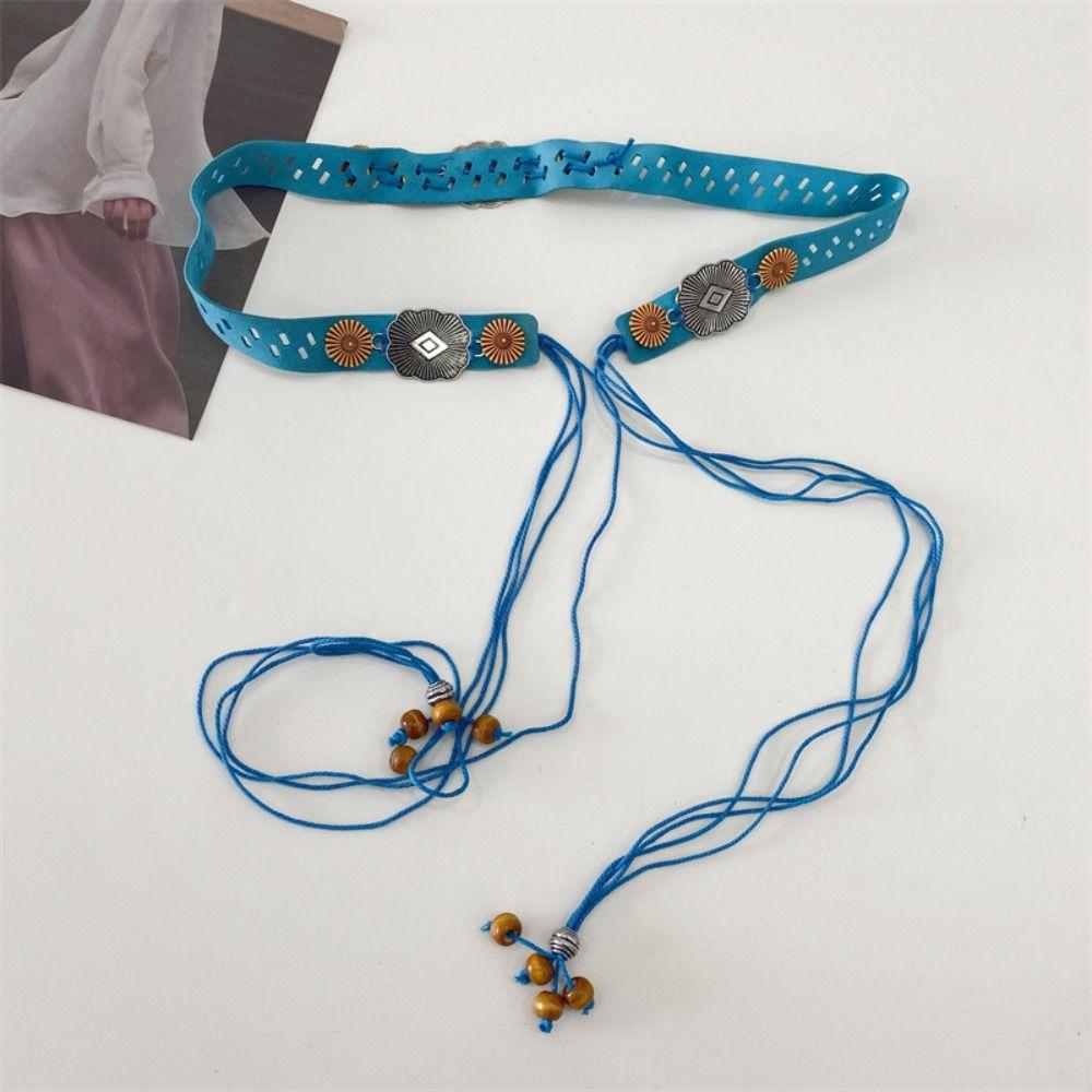 Wax Line Ethnic Style Belt Retro Women Woven Belt Fashion Bohemian Style Waist Chain Versatile