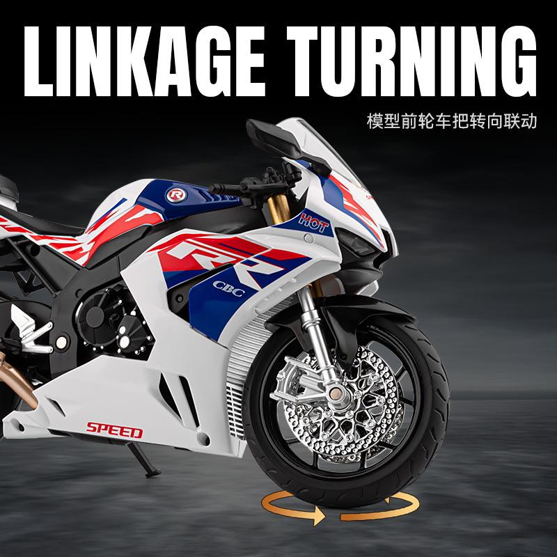 1:9 CBR1000RR-R Motorcycles Toy Car Models Metal Diecast Shock Absorption Sound Light Rubber Tires Miniature motors boy Gifts