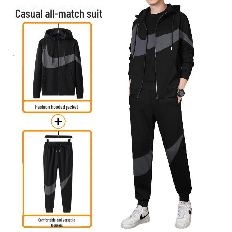 Korean Style Trendy Two-Piece Sportswear: Men's and Women's Casual Sweatshirt and Leggings