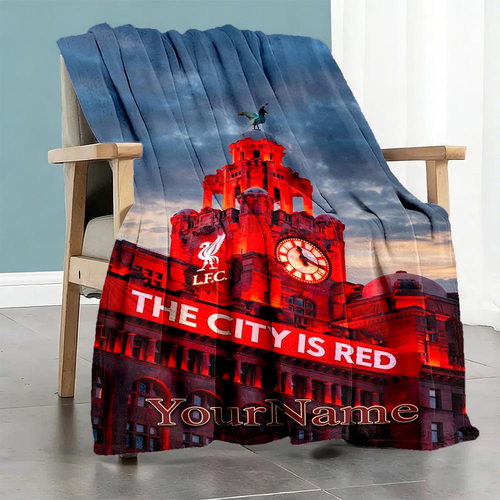 Liverpool Customize Your Name Blanket Throw Personalized Blanket Soft & Cozy for Seaside Bed Bedding Sofa All-Season Use Gifts For Family Or Friends