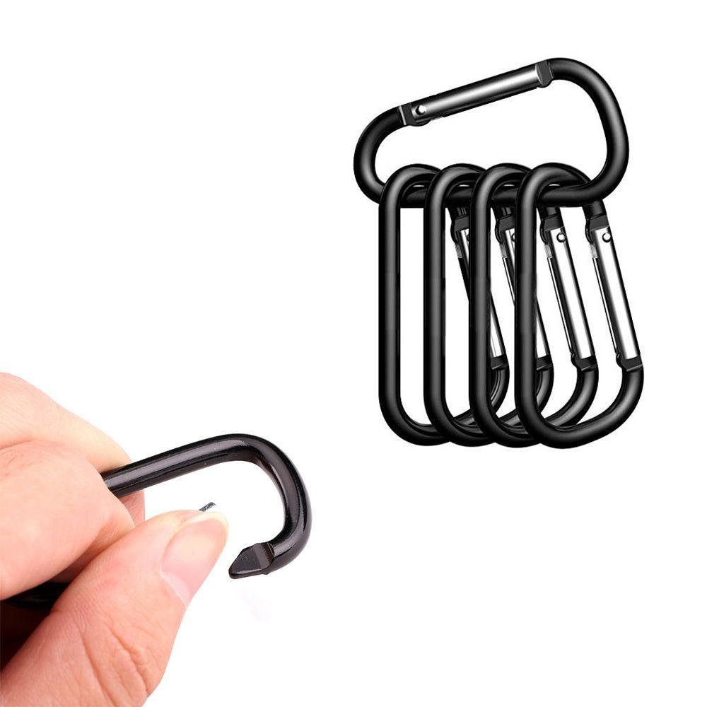 Equipment Black-color Aluminium Alloy Carabiner Camping Hiking Hook Climbing Button Buckle Keychain