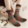 Women's Mid-Calf Retro Ethnic Socks - Double Needle, Anti-Pilling, Perfect for Autumn/Winter - Versatile with Short Boots