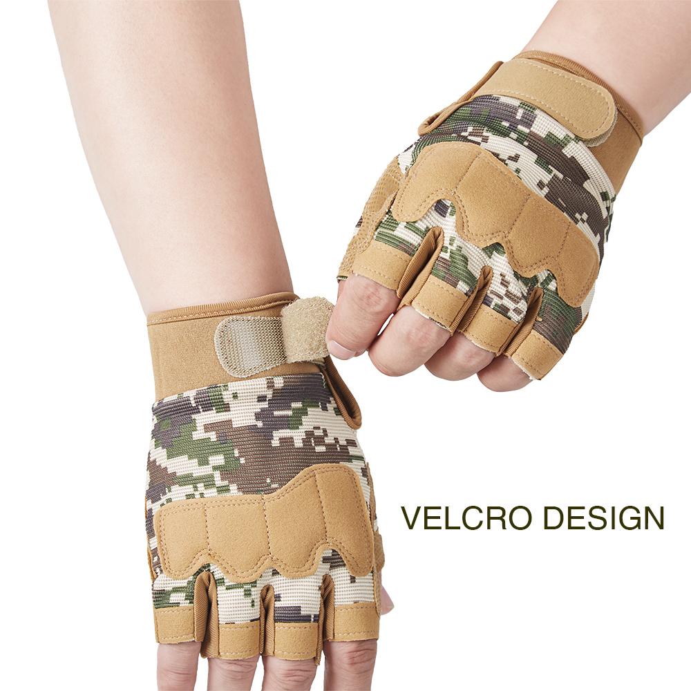 Tactical Gloves Fingerless Gloves for Men Riding Work Gear Anti Skid Camo Fleece Half Finger Gloves