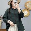 Women's Autumn Plaid Double-Layer Long-Sleeve Cotton Shirt - Japanese Style, Soft, Skin-Friendly, Breathable