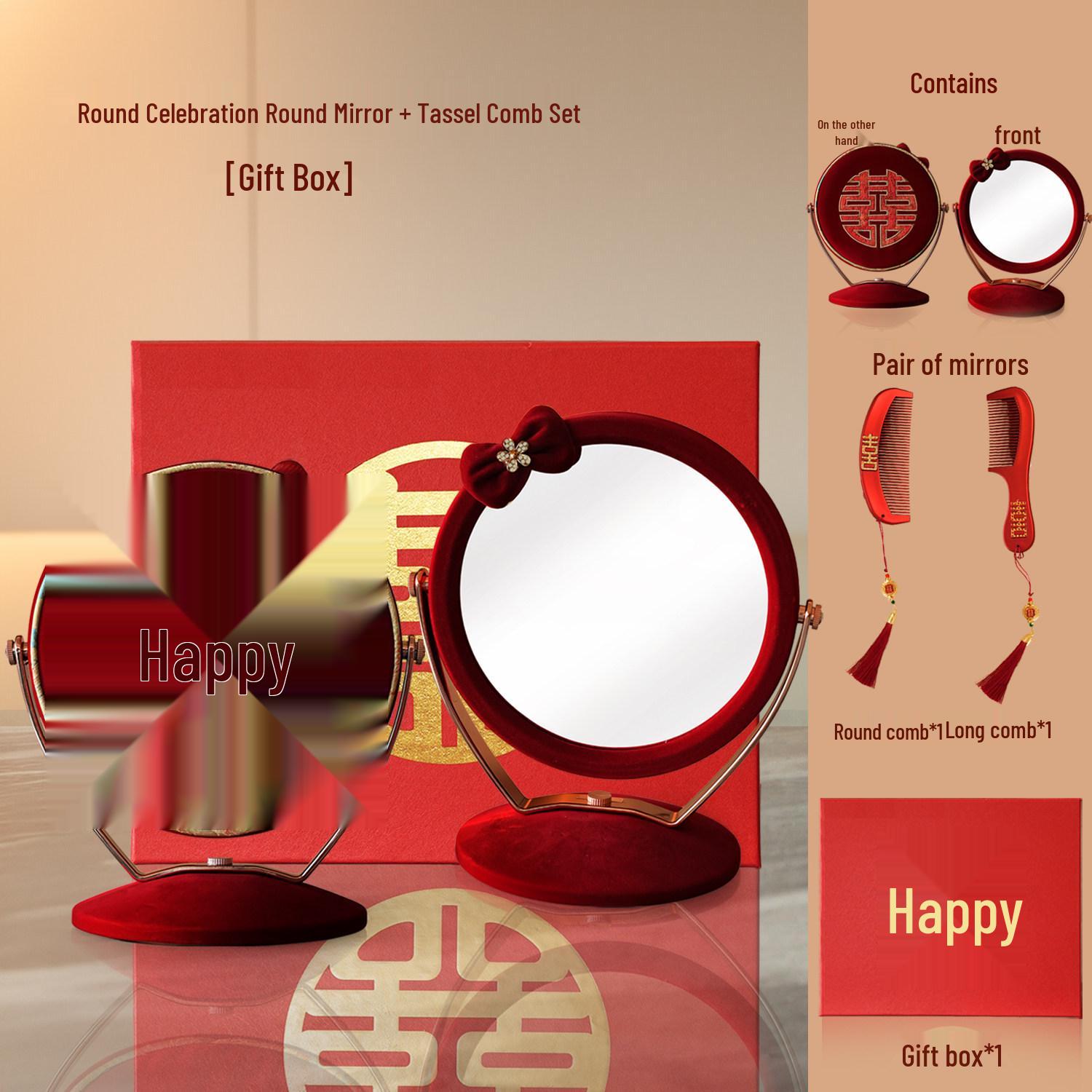 Pair of Red Wedding Mirrors for Bride s Dowry - Perfect for Dressing Table Decoration