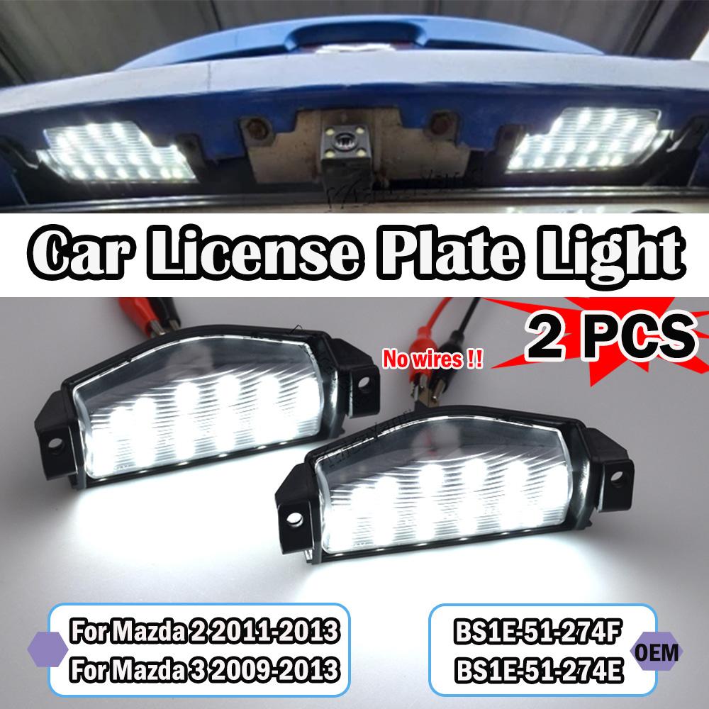 Auto Accessories for Mazda 2 2011-2013 Mazda 3 2009-2013 LED License Plate Lights Car Rear Number Lamps 18SMD White Canbus