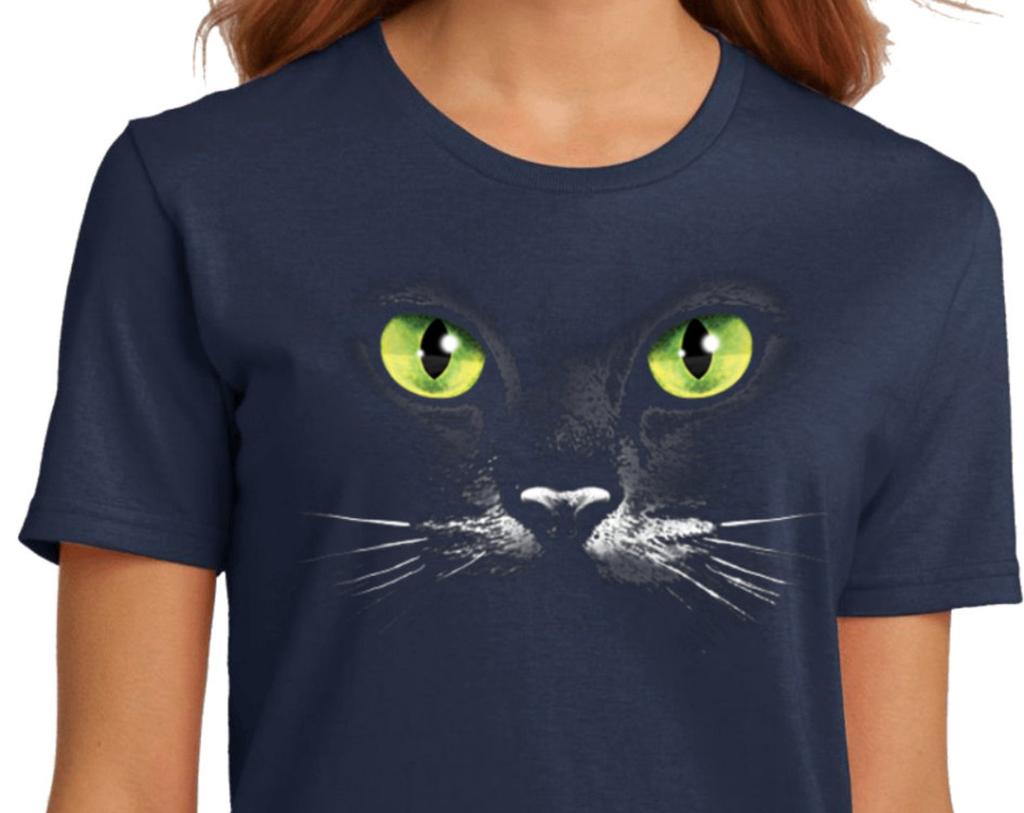 Black Cat Halloween Shirt, Women's Organic Cotton T-Shirt, Spooky Cat Tee, Halloween Cat Shirt, Black Cat Gift, Cat Lover Shirt