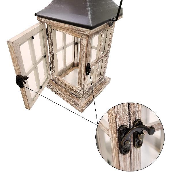 Vintage Wooden Decorative Lantern Candle Holder Rustic Farmhouse Wedding Centerpiece Lantern for Table Mantle Wall Hanging Display Party Home Decor