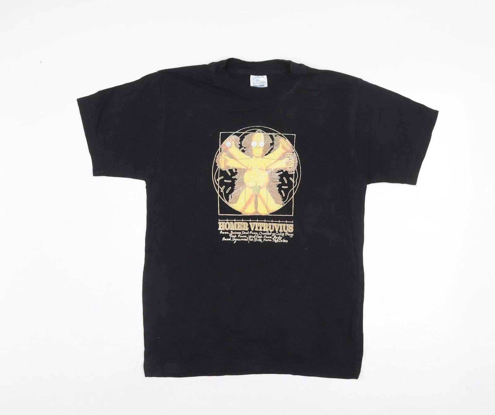 Kokse Men’s Black Homer Simpson Funny Graphic T-Shirt Size M XL