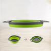 Single Pc Kitchen Travel Colander - Green Silicone Collapsible Strainer for Draining Pasta Fruits Vegetables