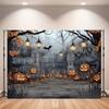 1 Halloween Party Banner - Ghost Tomb and Pumpkin Lantern Misty Forest Trail Indoor and Outdoor Halloween Decoration