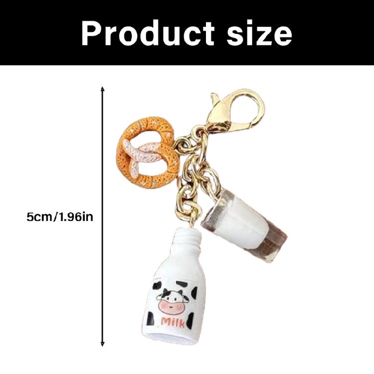 Härlig Mjölkbröd-inspirerad Nyckelringstillbehör Hänge Handgjord Gåva för Studenter Kontor Heminredning