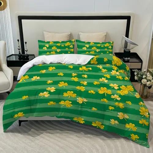 Comforter Four Leaf Clover Four Leaf Clover Background Theme Suitable For Children Kids And Adults Soft And Warm