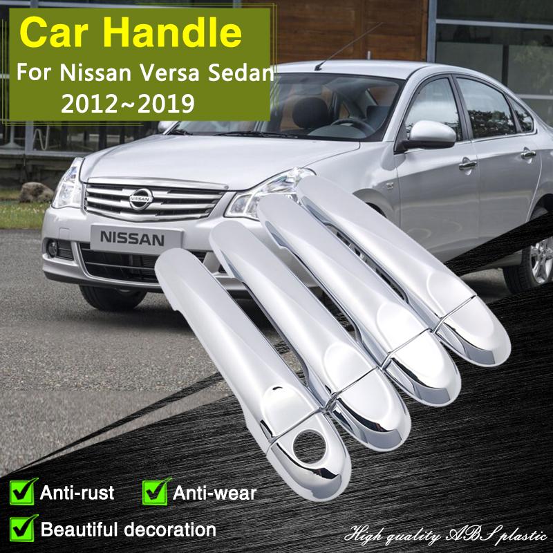 for Nissan Versa Sedan Latio Almera Renault Scala 2012~ 2013 2014 Chrome Door Handle Cover Car Styling Accessories