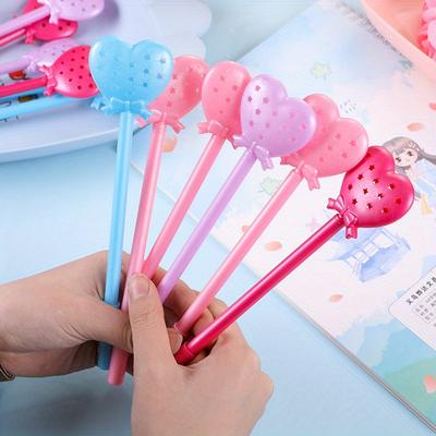 Return To School Season 10pcs 0.5mm Love Bow Neutral Pen Girl Heart Cute Black Fountain Pen Middle School Student Pen