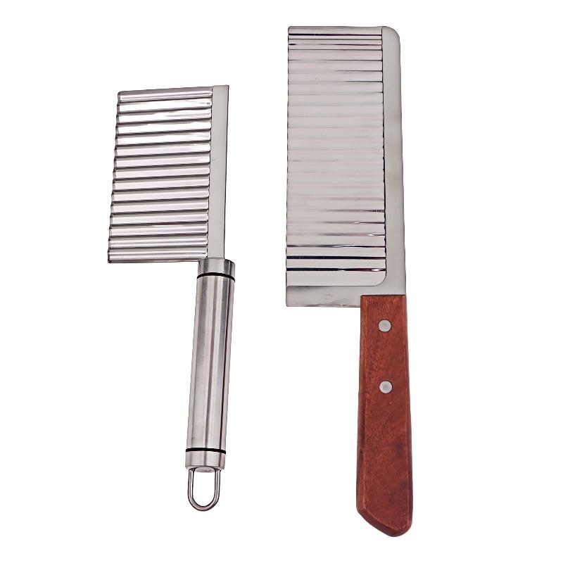 Stainless Steel Crinkle Cut Potato Slicer Wavy Blade Cutter Potato Chopper For Vegetable Chip Making Kitchen Cooking Tool