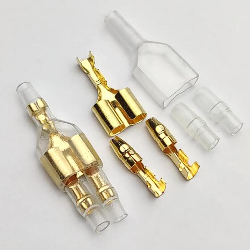 60Pcs Car Electrical Wire Connector Diameter 4Mm Female Male And Case Cold Press Terminal 1In2Out Bullet Crimp Terminal