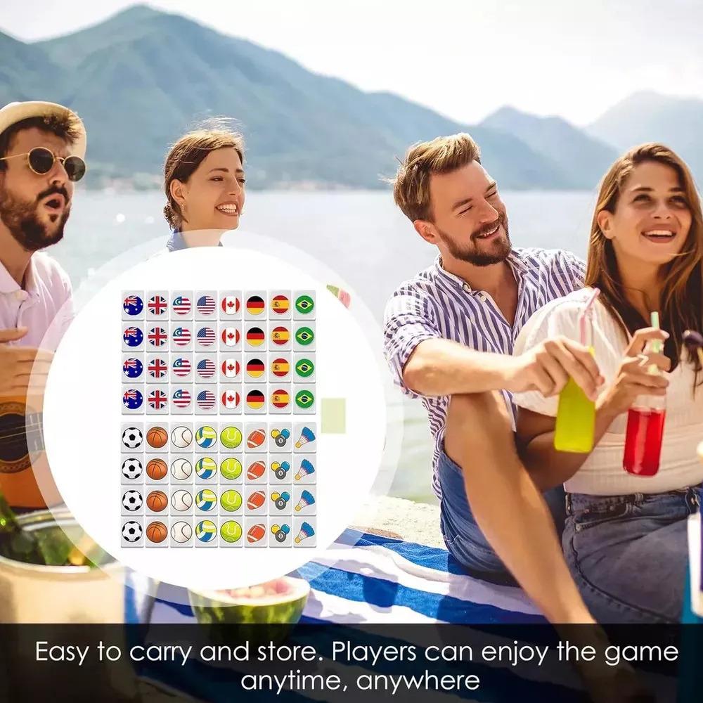 Mahjong Tile Set with Ball Flag Pattern