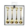 Set Of 4 Gold Leaf Spoons, Stainless Steel, Decorative