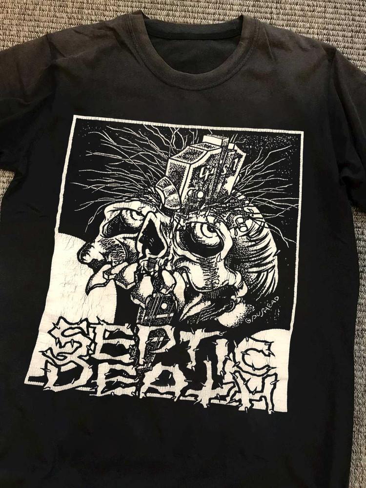 Septic Death Хардкор Панк-рок Группа Хлопковая Футболка Унисекс Взрослый Полный Размер AL622 Унисекс Футболка S