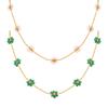 Jewelry Stainless Steel Green Beads Flower Imitation Pearl Bracelet Necklace Gold Ladies