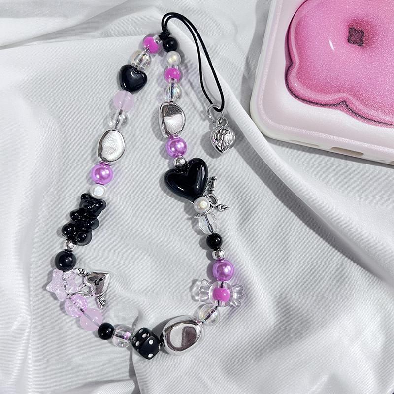 Y2K Heart Flower Beaded Phone Strap Charm Lanyard Anti Loss Keychain For Airpods Coase Ccd Pendant
