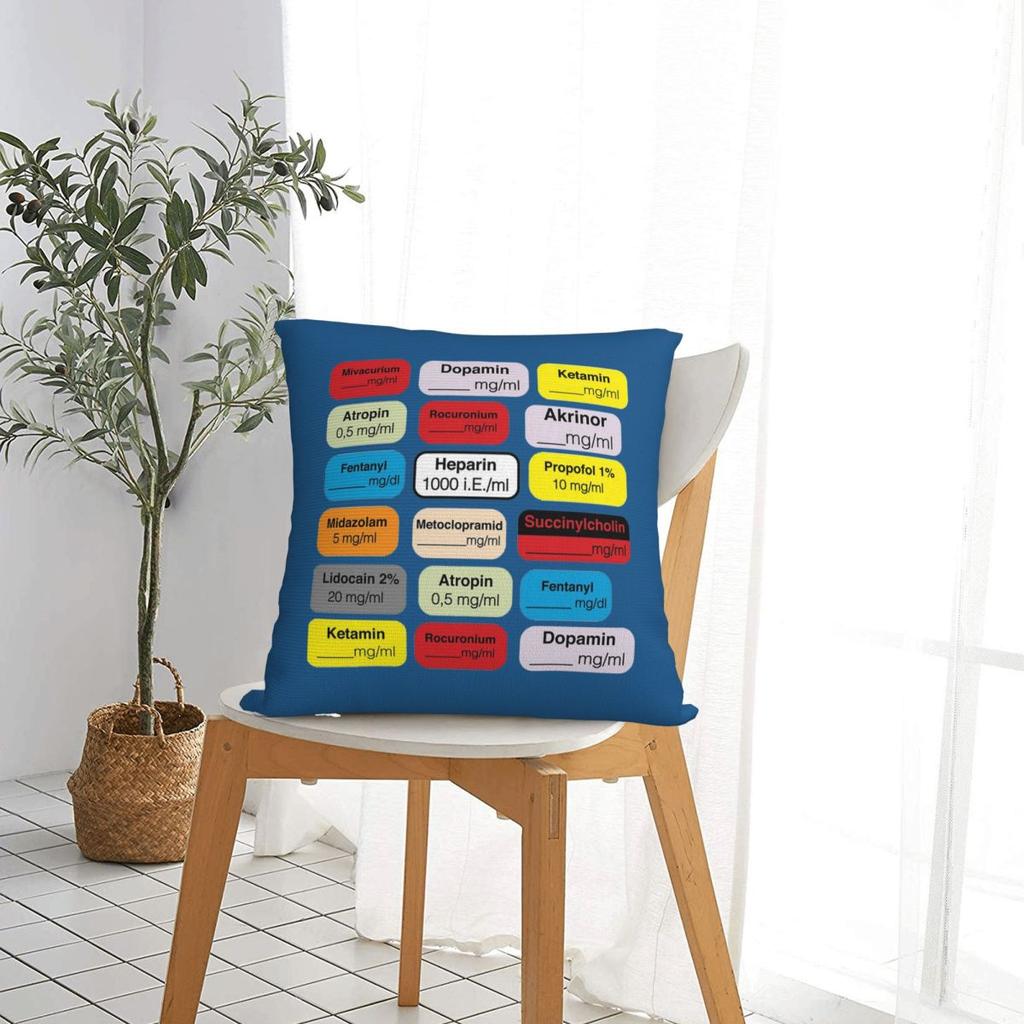 Anesthesia Medication Square Pillowcase Pillow Cover Cushion Throw Pillow for Home Bedroom Car