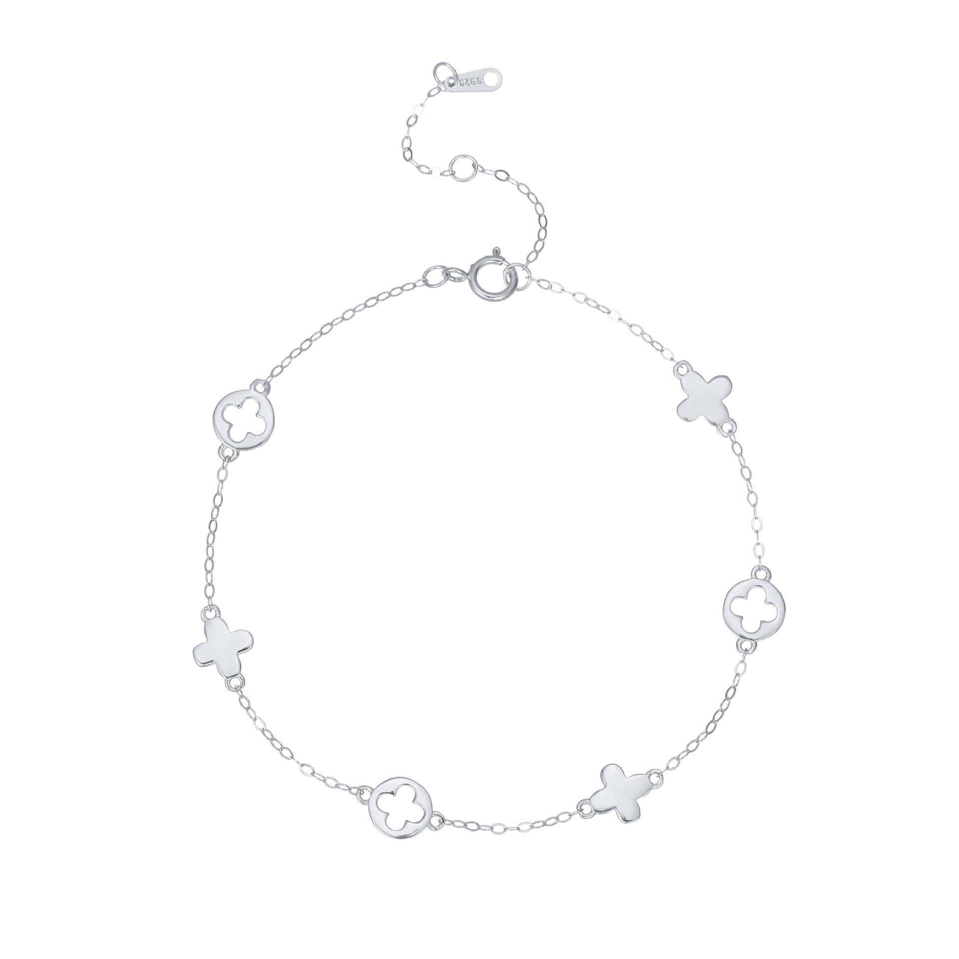 

18K Gold Plated S925 Sterling Silver Four-Leaf Clover Minimalist Bracelet for Women S925 Silver