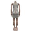 Damen Mode Netz-Kurzkleid in Unifarbe mit Heißbohrung