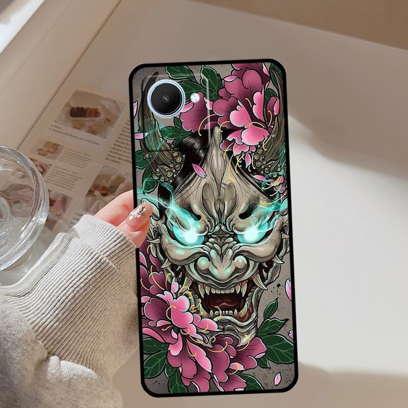 Japanese Oni Hannya Demon Mask For Realme 13 12 10 11 14 Pro Plus GT 6T 6 5 GT7 Pro C61 C55 C53 C51 C21Y C25S C75 C67 Case