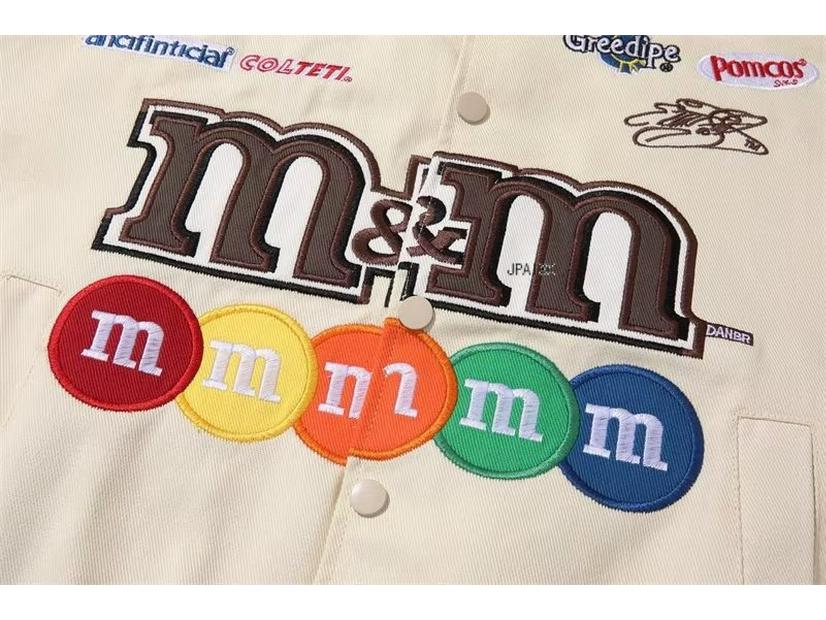 M Bean 2024 Modna Kurtka Baseballowa z Haftem - Luźny Krój, Europejsko-Amerykański Styl Hip Hop