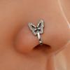 1Pc Nose Clip Anti-deformed Safe Rhinestone Inlaid Non Piercing U Shape Faux Nose Ring Female Jewelry