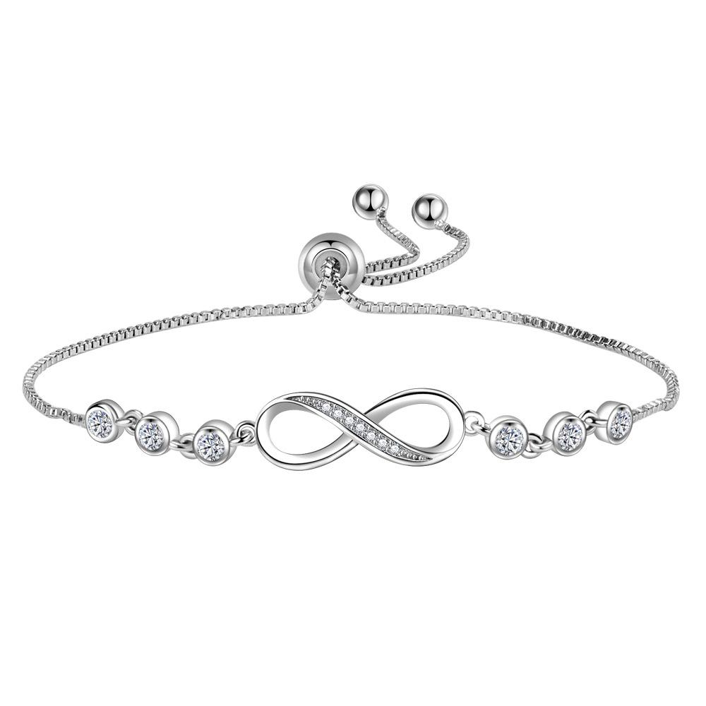 925 Sterling Silver AAA Zircon Infinite Love Fashion Bracelet Gift Jewelry