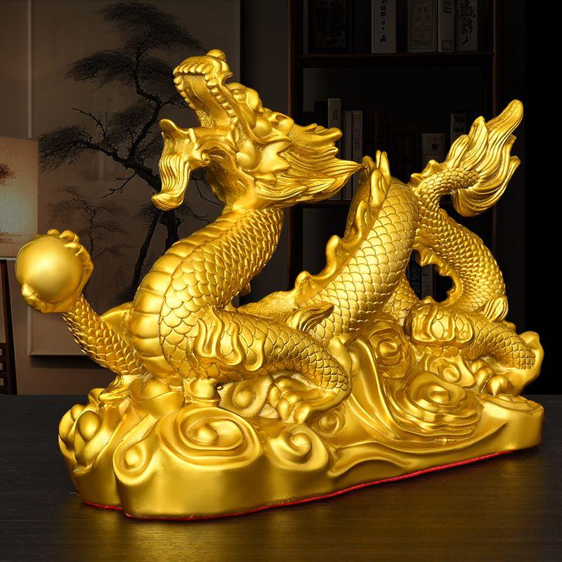 Fengshui Zhaocai Brass Five Claw Gold Dragon Ornament Wealth Attract Office Living Room Drcorations Craft Gift