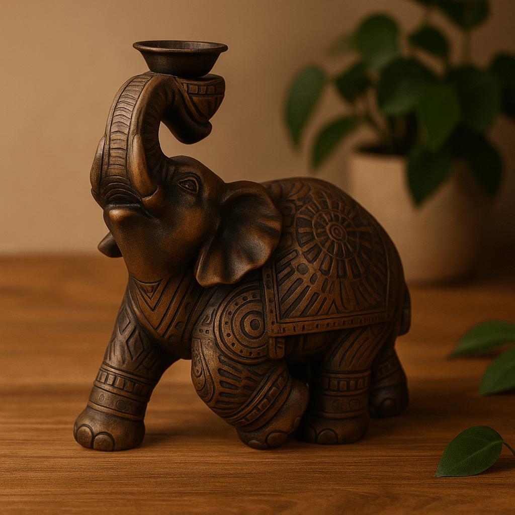 Backflow Incense Burner Elephant Wood Effect