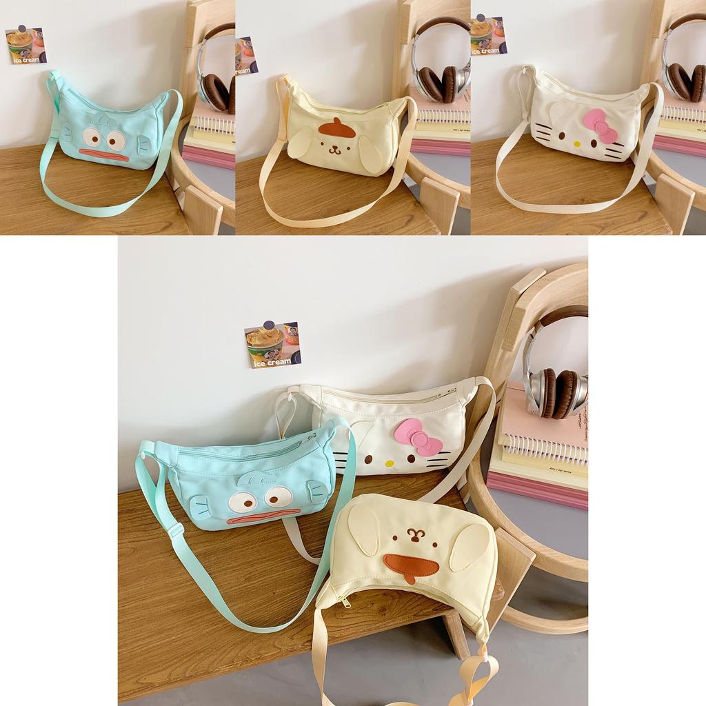 Hello Kitty Cartoon Nylon Shoulder Bag For Daily Use With Lightweight Design For Girls