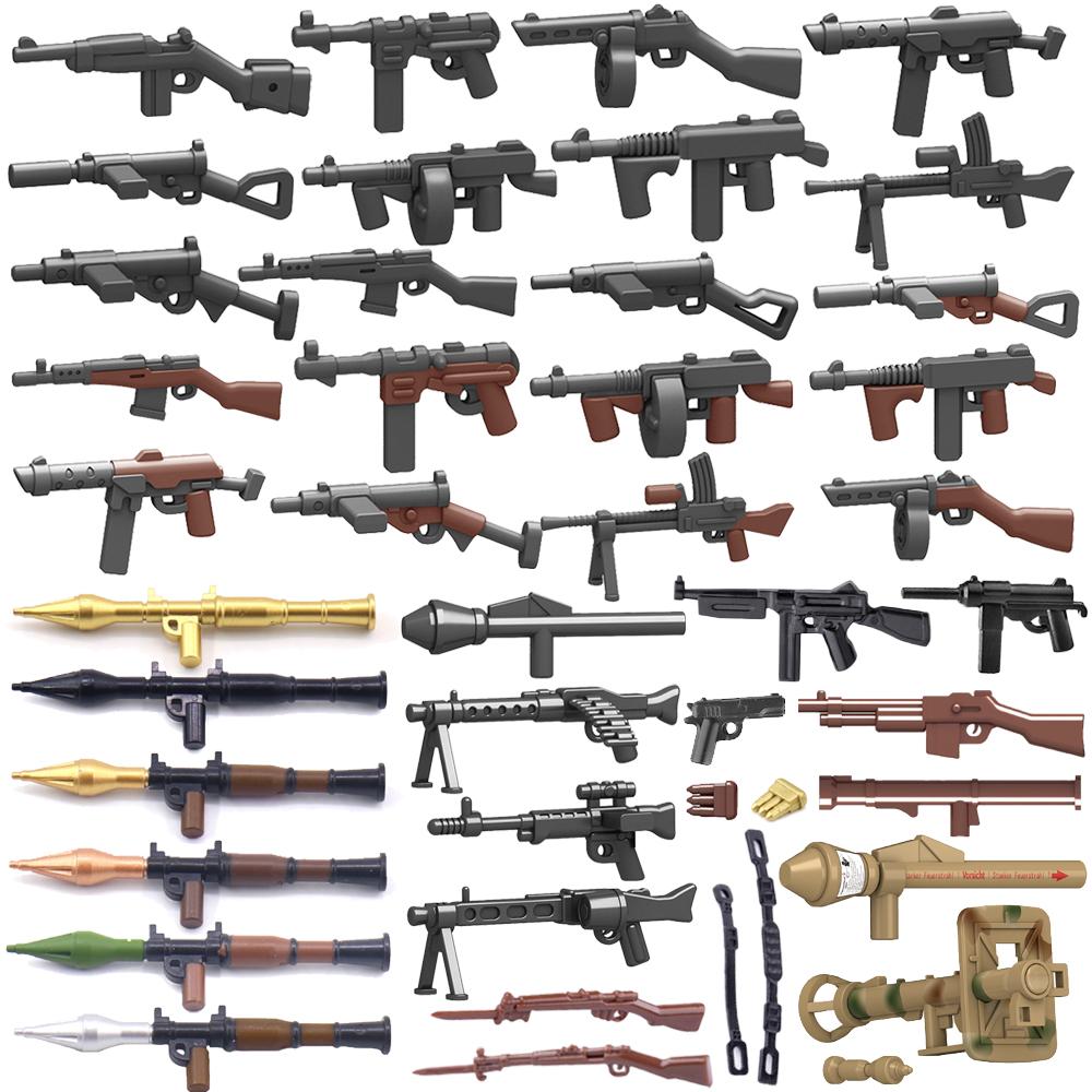 Militärwaffen MOC Bausteine Figuren Soldat US Sowjetischer Gewehr Mini-Kanone Raketenwerfer MG42 RPG Kugel Spielzeug Geschenk K022